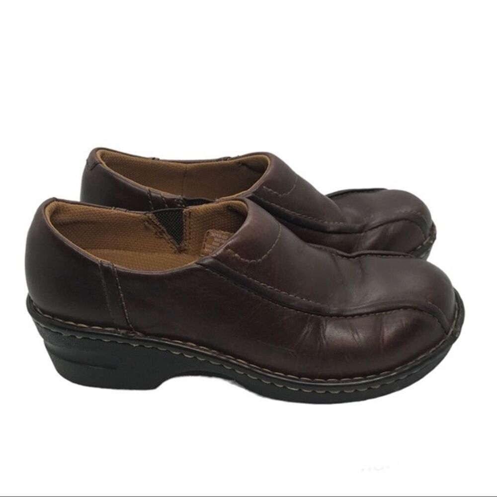Eastland Womens Leather Slip On Clog‎ Shoes Size 7.5 TRACIE Loafer Brown Padded
